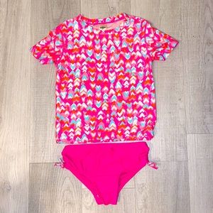 Girls OshKosh 2-Piece Rash Guard Bathing Suit, 5-6